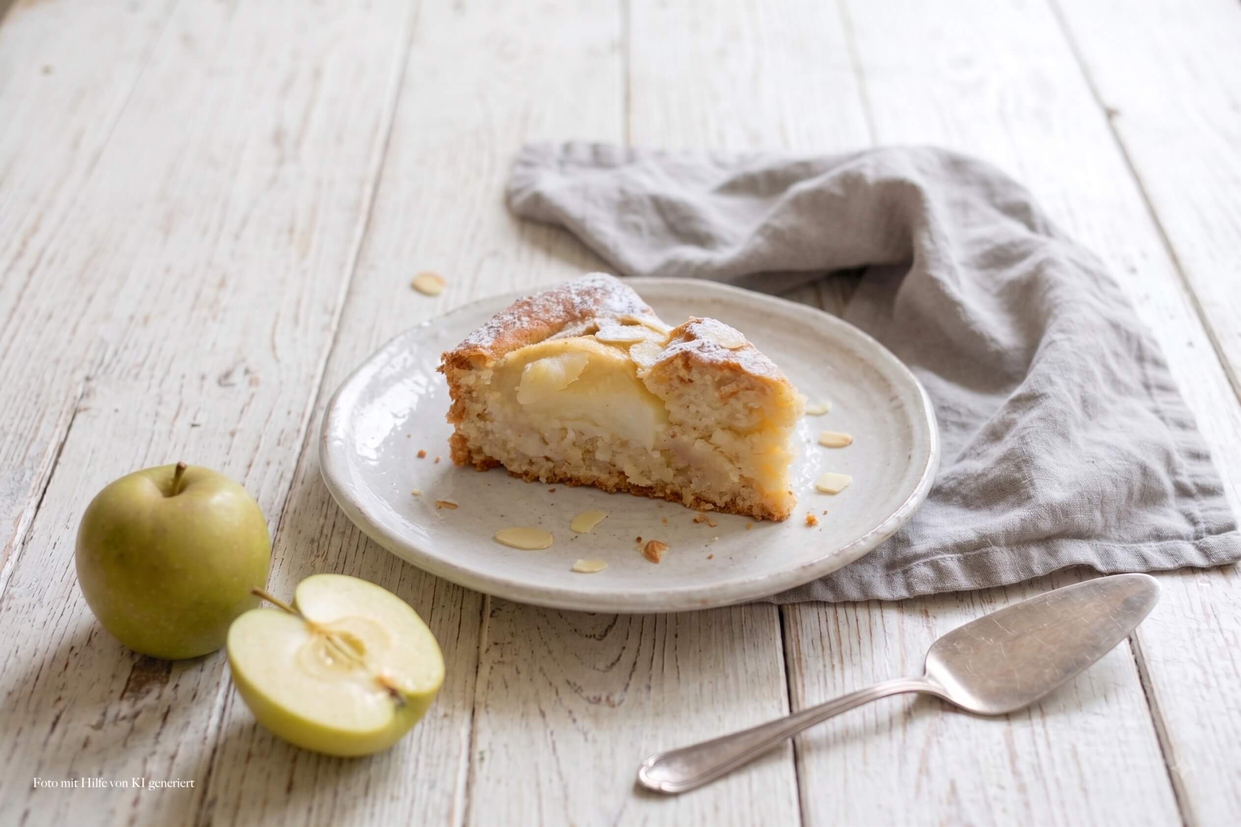 Apfelkuchen mit versunkenen Äpfeln