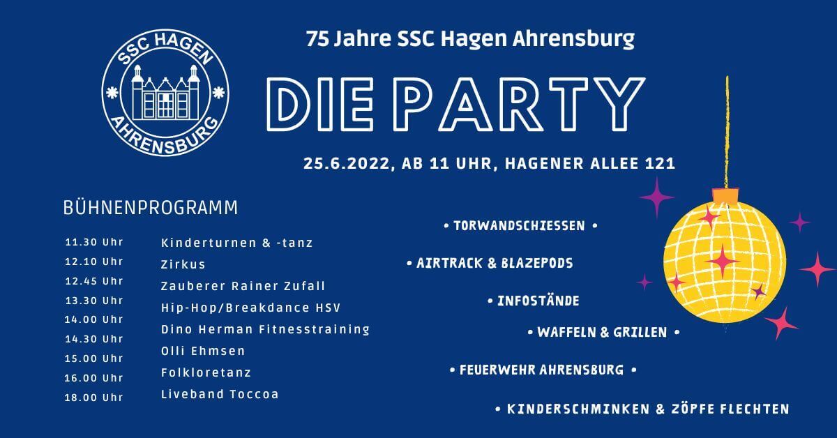 Festprogramm zum 75. Geburtstag des SSC Hagen Ahrensburg