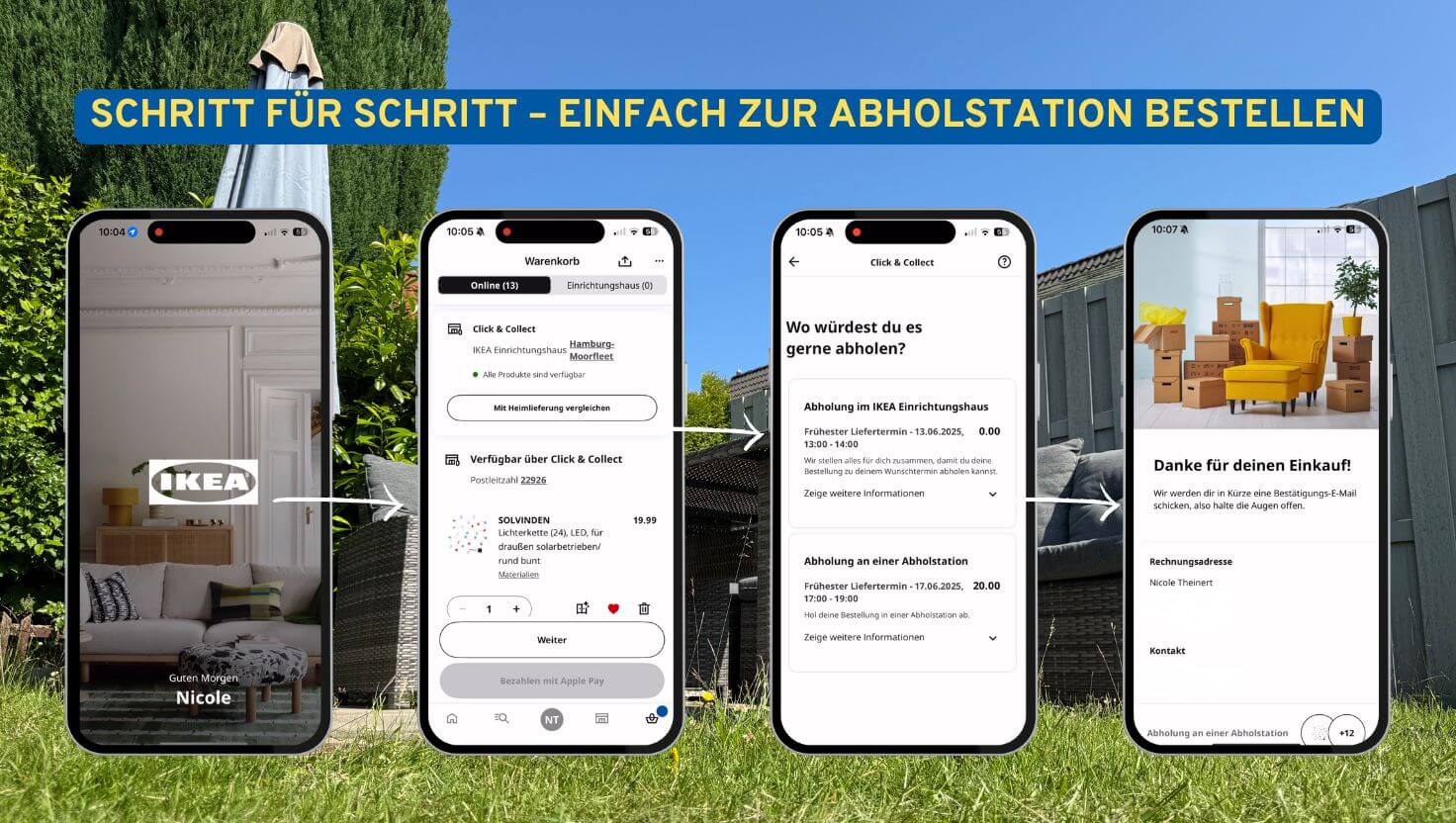 IKEA Hamburg Click & Collect Abholstation Ahrensburg. Screenshots vom Bestellvorgang