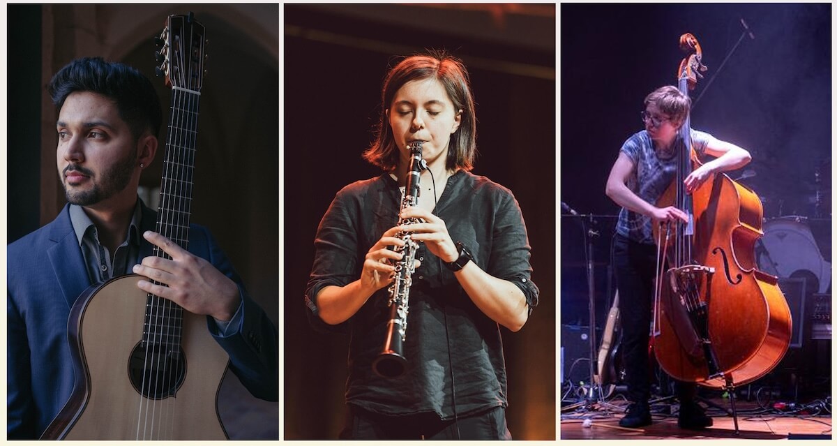 Drei Fotos von Musiker:innen