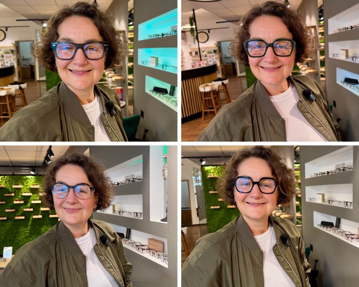 Eine Frau mit vier verschiedenen Brillen