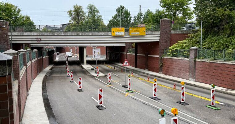 Die Baustelle im Tunnel im August 2026
